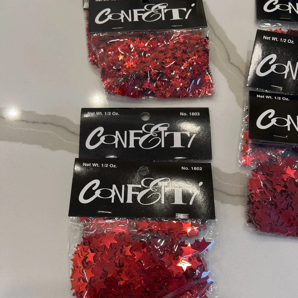23 - 1/2 oz Packages of Star Shaped Confetti - Blue Red Silver Gold